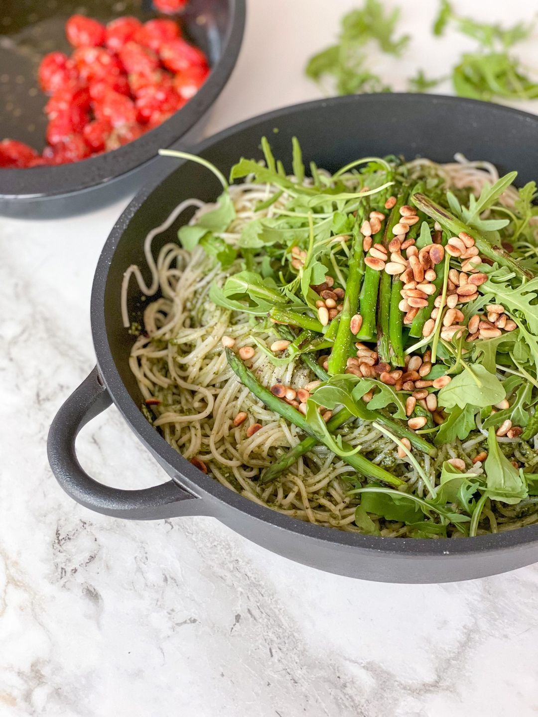 Pasta pesto met asperges