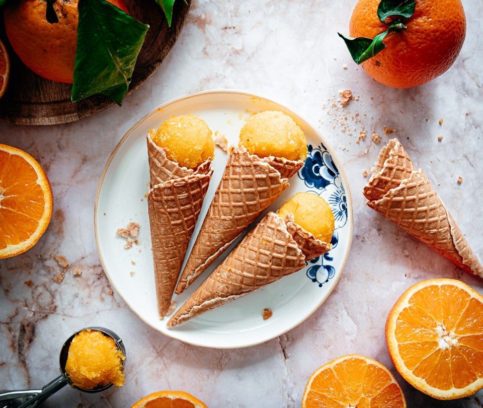 Sinaasappel sorbetijs (makkelijk recept)