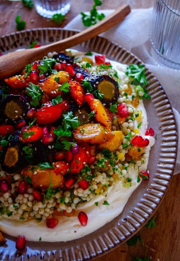 Couscous salade met geroosterde wortelen