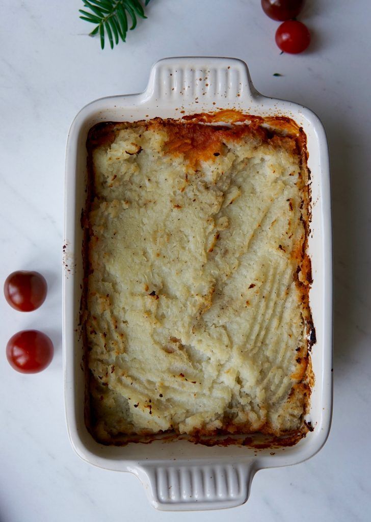 Ovenschotel met gehakt en bloemkool