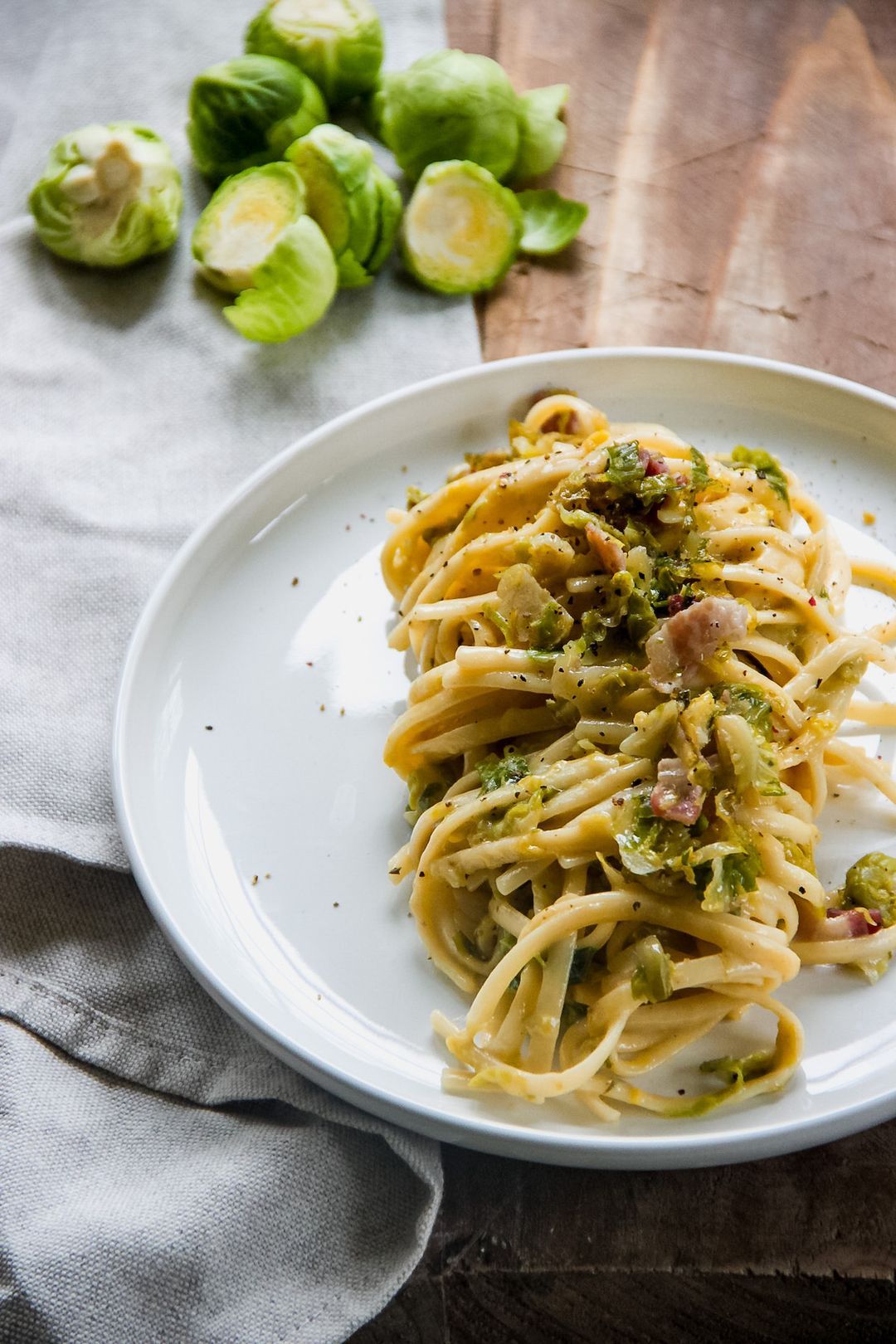 Carbonara met spruitjes