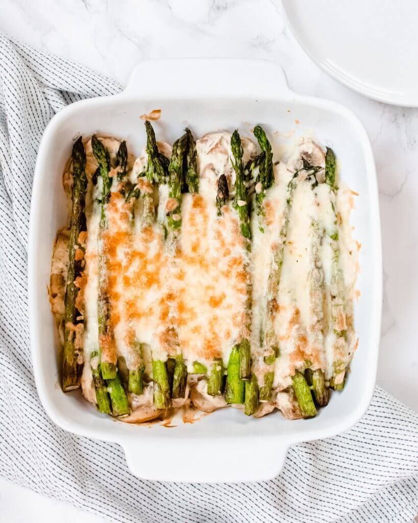 Asperge champignon gratin