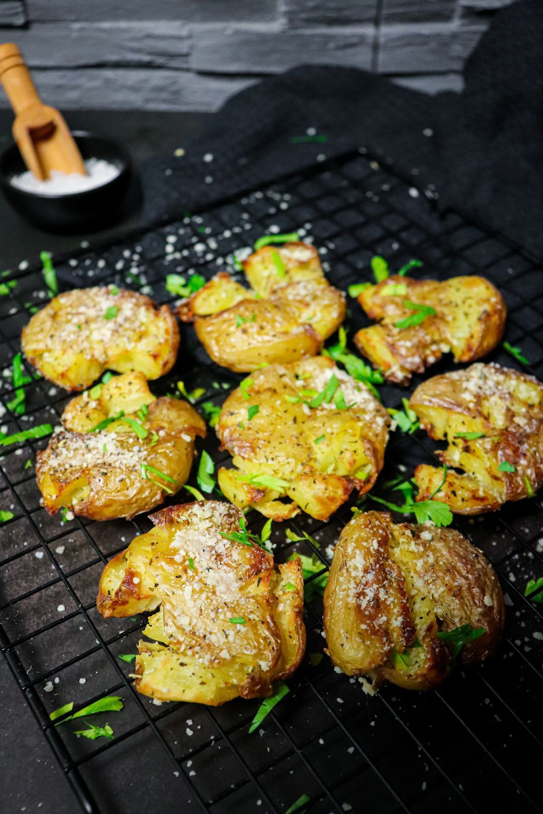 Smash aardappelen met Parmezaanse kaas