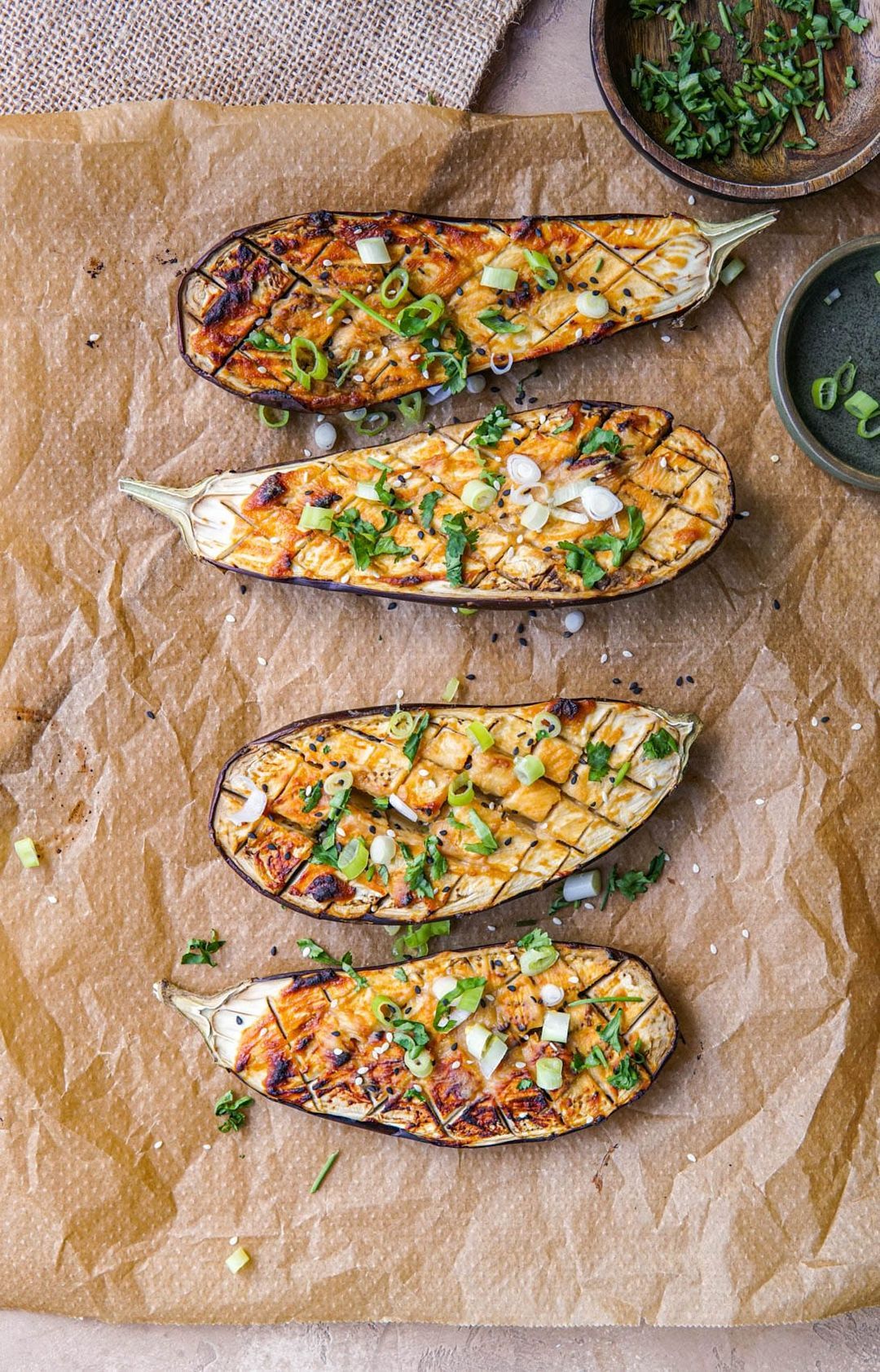 Geroosterde aubergine met miso