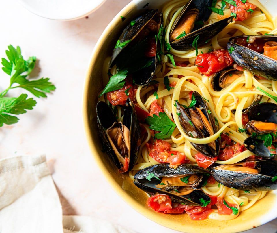 Pasta met mosselen (slechts 4 (!) ingrediënten)