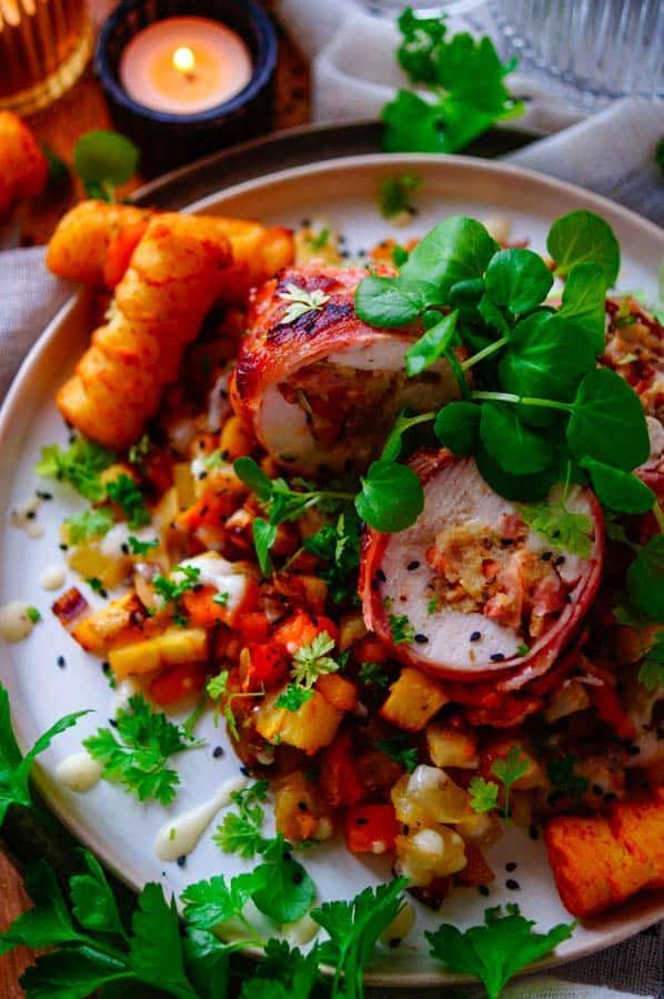 Gevulde kipfilet met spek