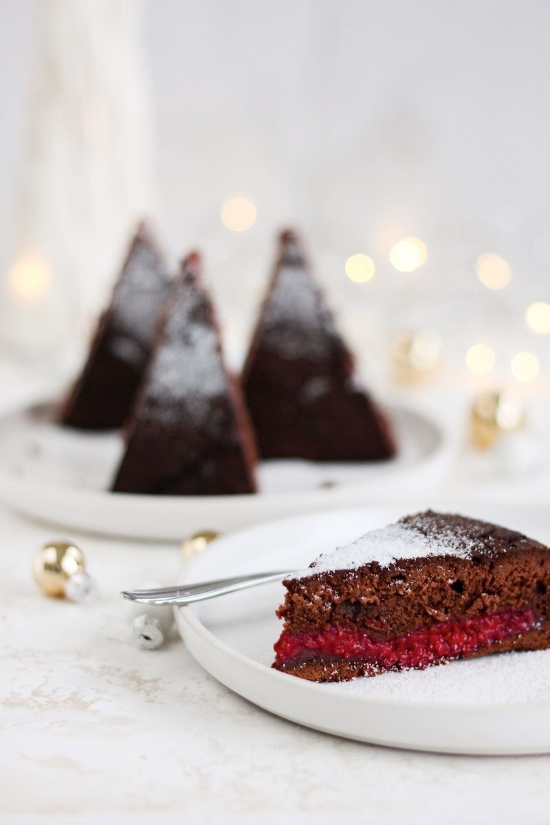 Chocoladetaart met frambozen