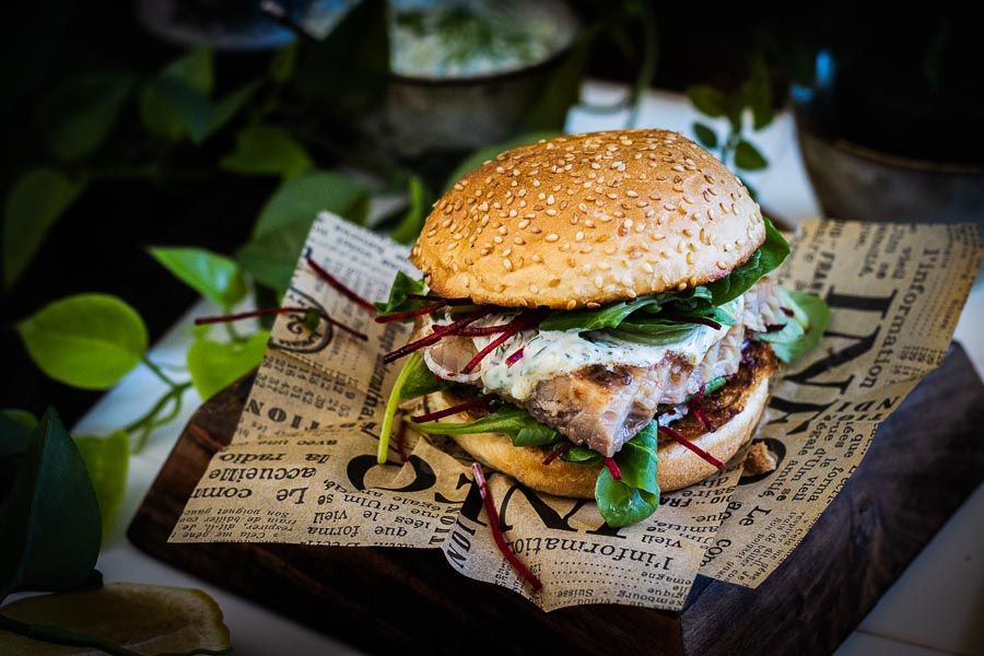 Gerookte steur burger