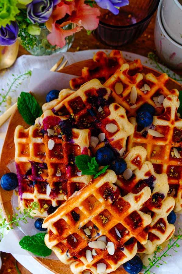 Wafels met blauwe bessen
