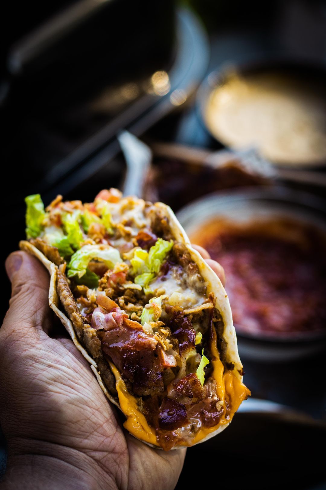 De taco burger: op de bicky burger geïnspireerde taco