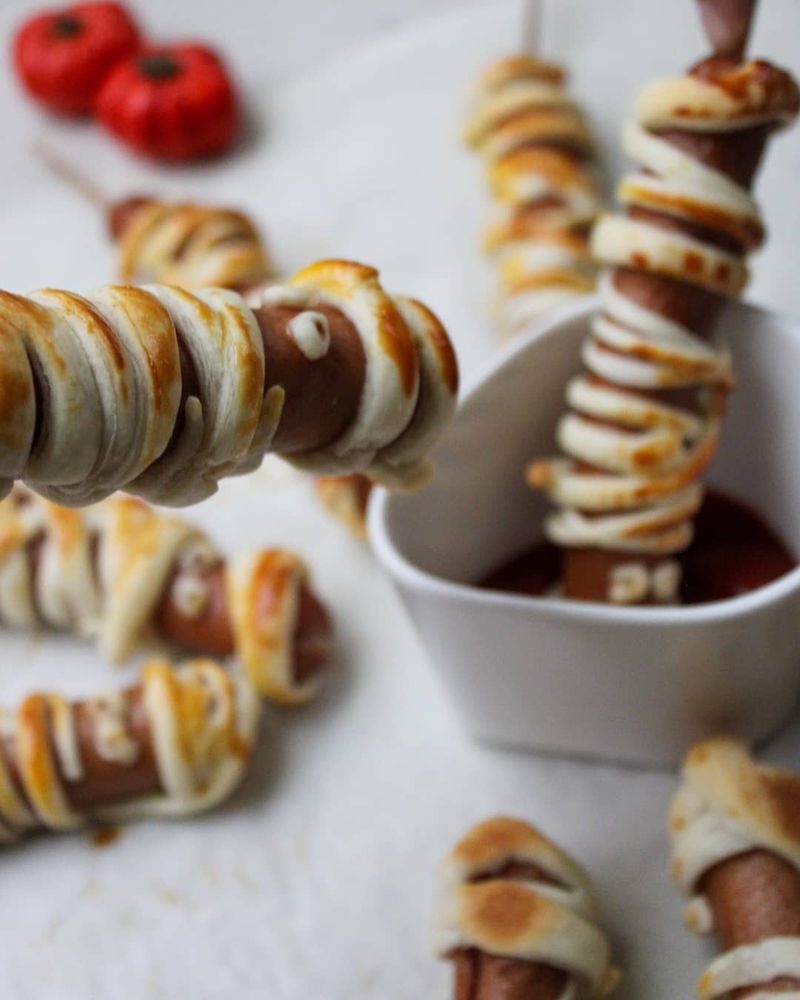Griezelige halloween mummie worstjes