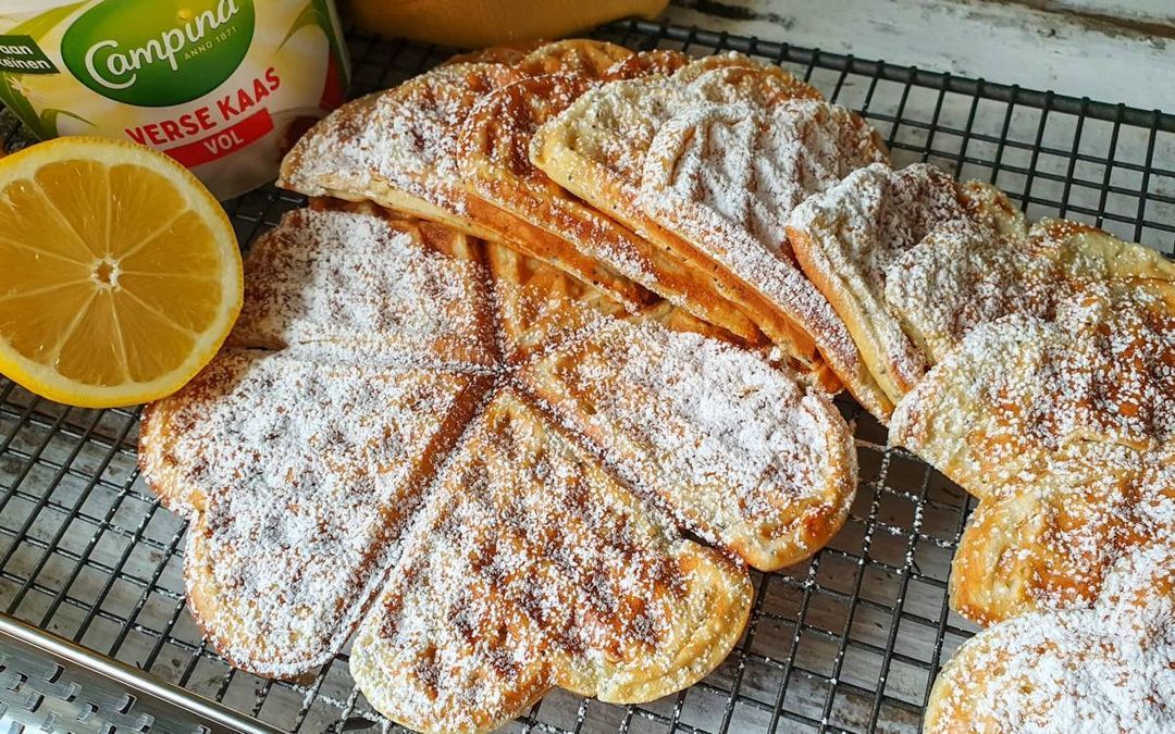 Frisse citroenwafeltjes met verse kaas