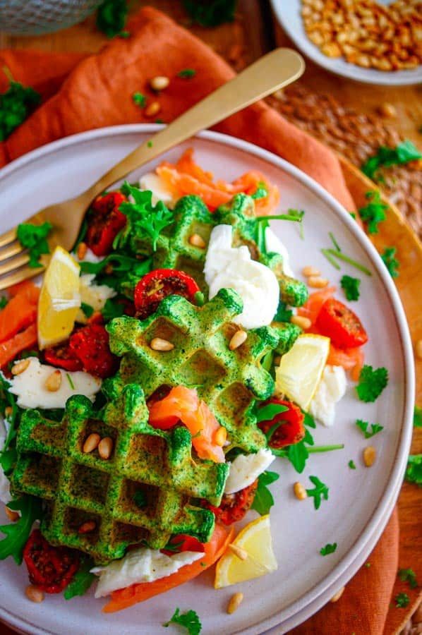 hartige wafels met spinazie