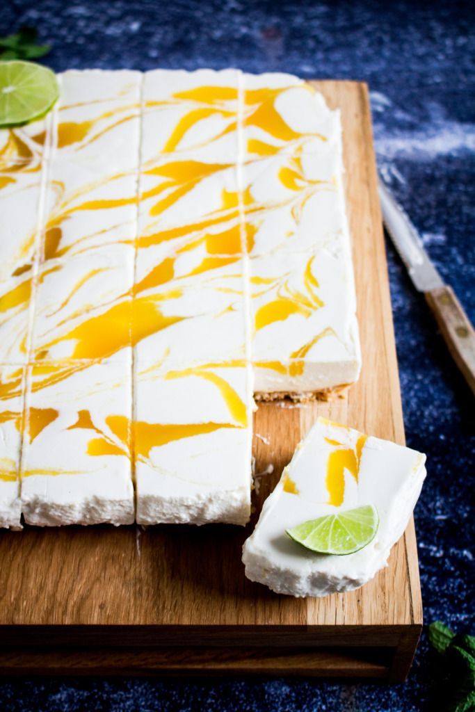 Kaastaart met mango, limoen en kokos