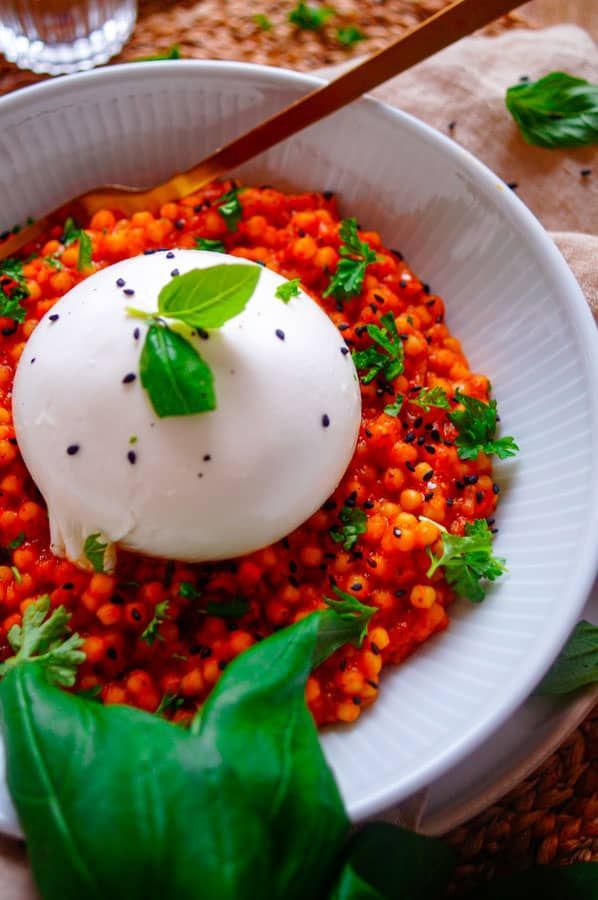 Risotto van couscous met pompoen en paprika