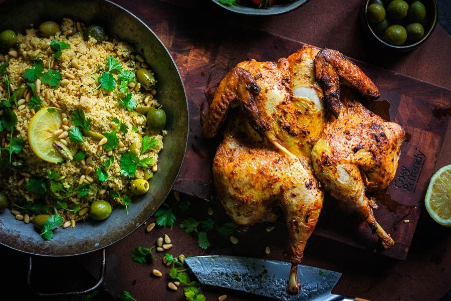 Marokkaanse gegrilde kip met zure room marinade