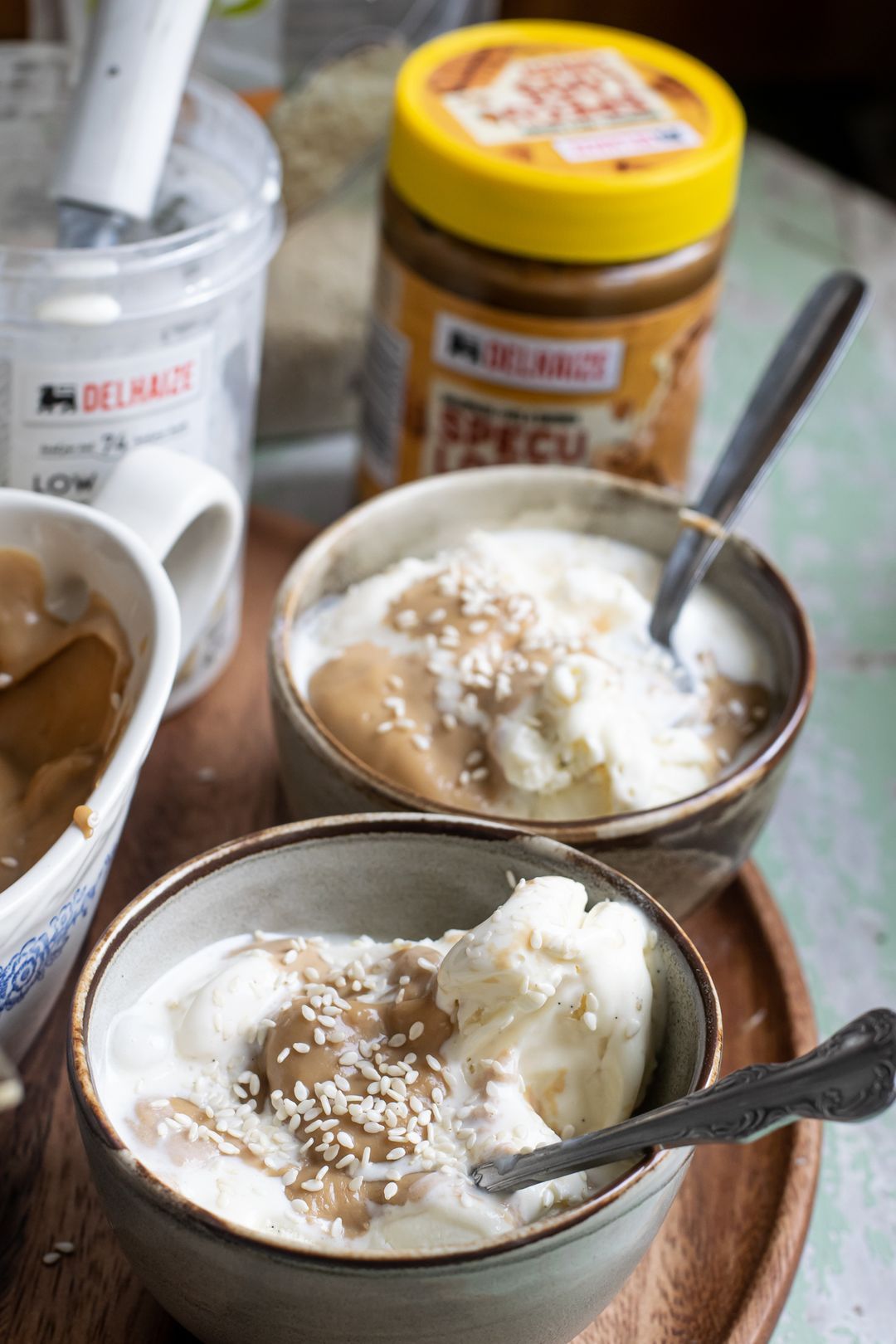 Speculoos saus met vanille ijs