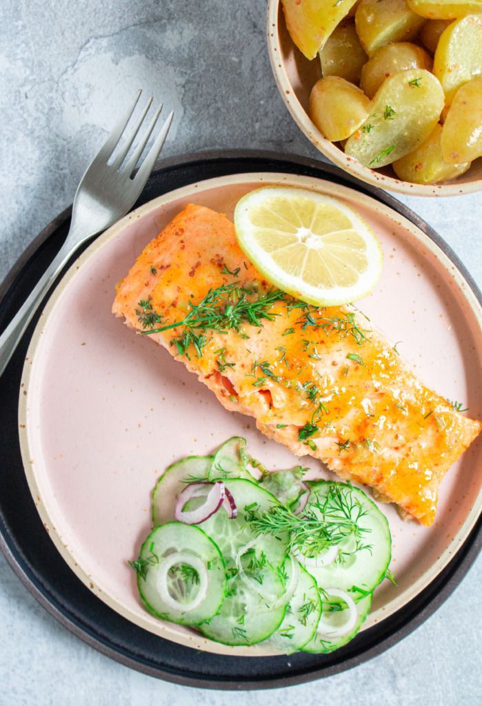 Zalm in de oven met honing-mosterdglazuur