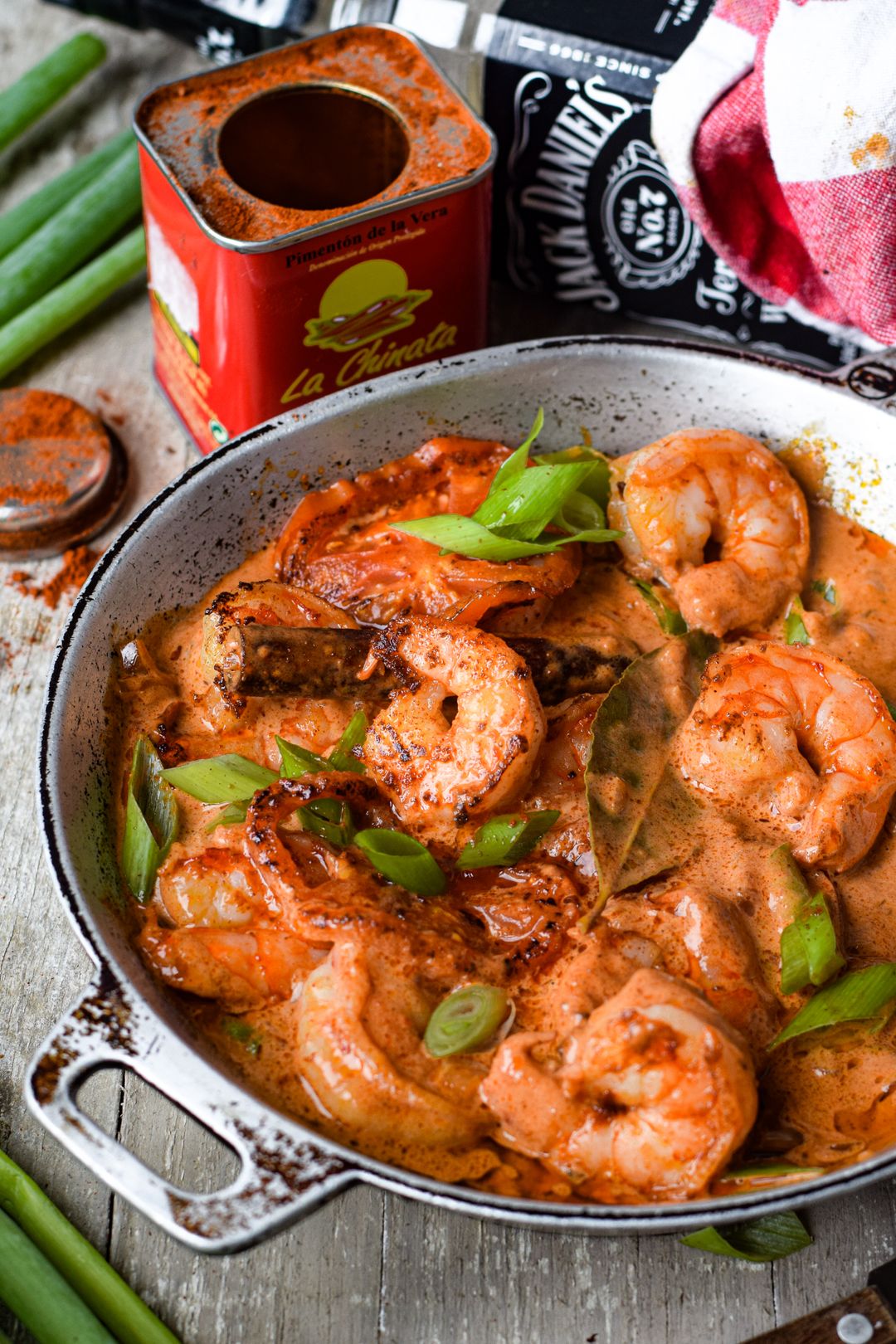 Scampi met geroosterde tomaat in whiskey roomsaus