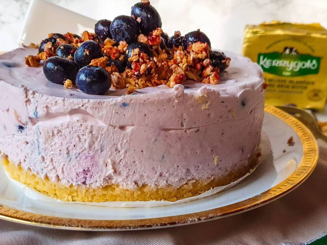 Blueberry cheesecake met vanille cakebodem
