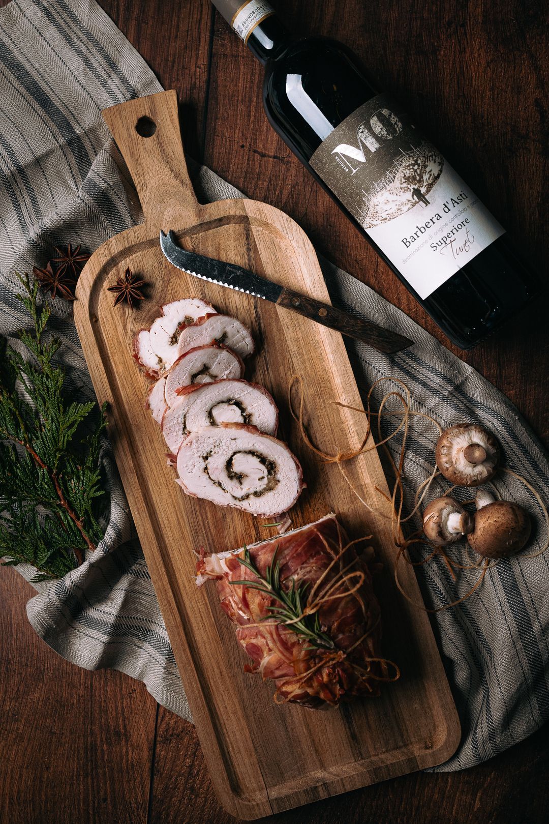 🎅 Porchetta van kalkoen met pompoengnocchi, boschampignons & boter-saliesaus