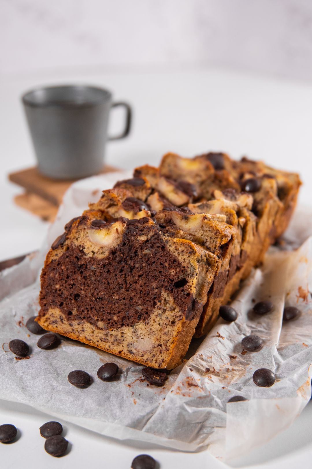 Bananenbrood met hazelnoot en chocolade