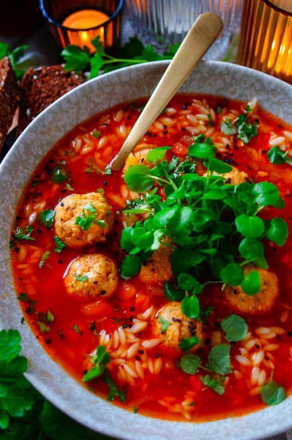 Minestrone soep met kipballetjes