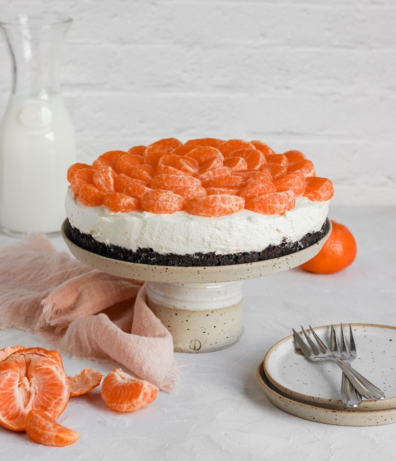 No-bake cheesecake met clementines