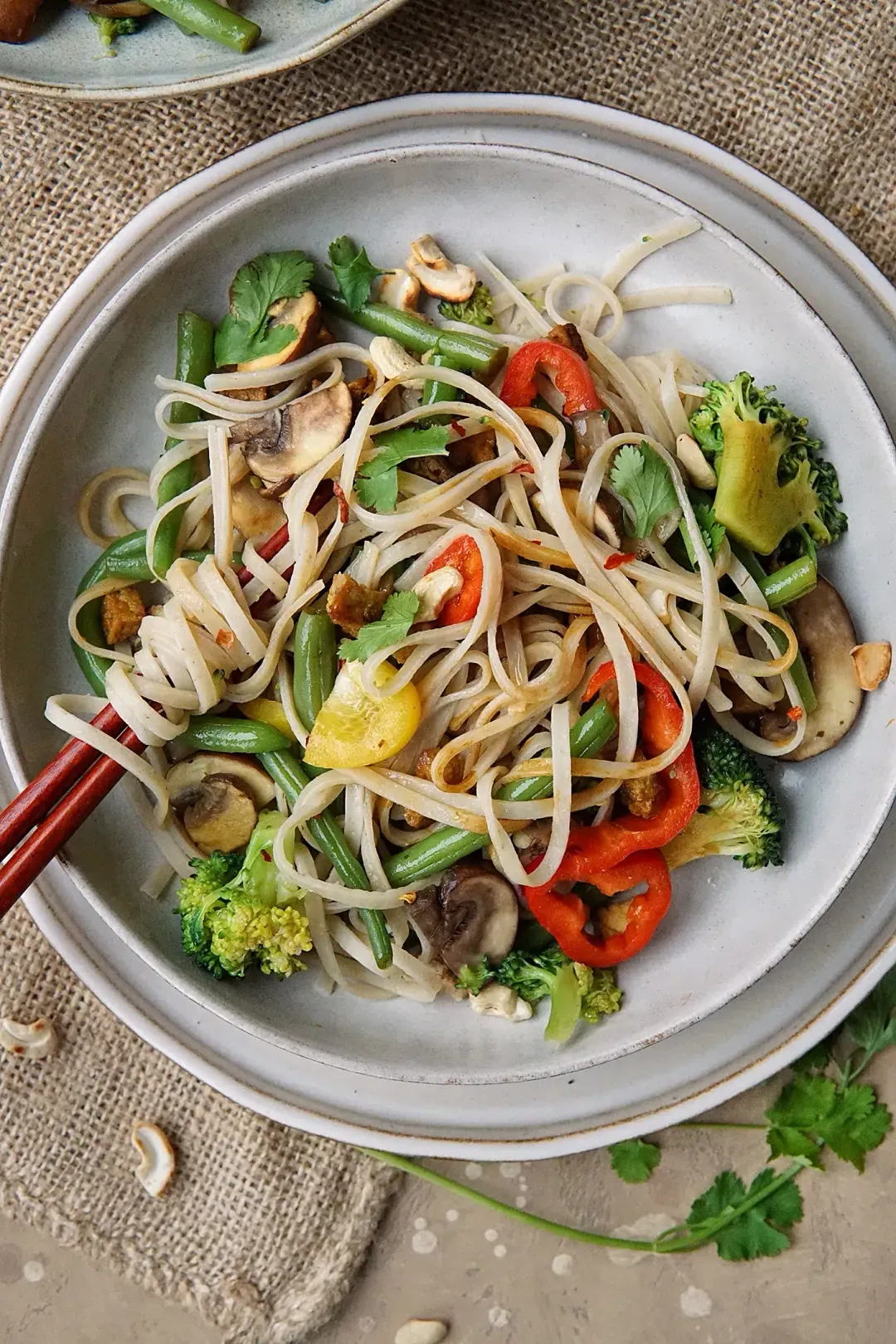 Vegetarische noedels met veel groente