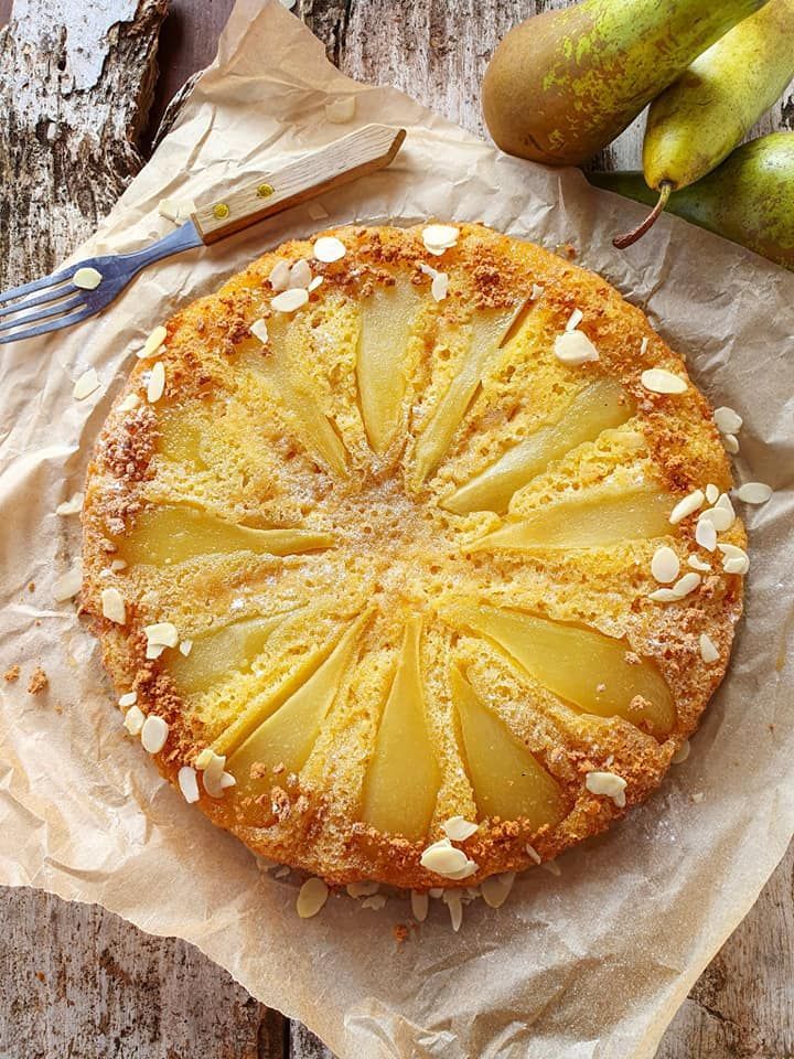 Peer en appel ondersteboven cake