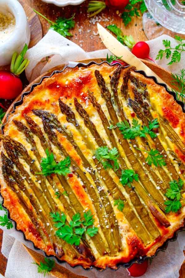 Quiche met asperges en spek
