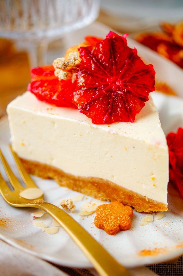 Cheesecake met witte chocolade en bloedsinaasappel