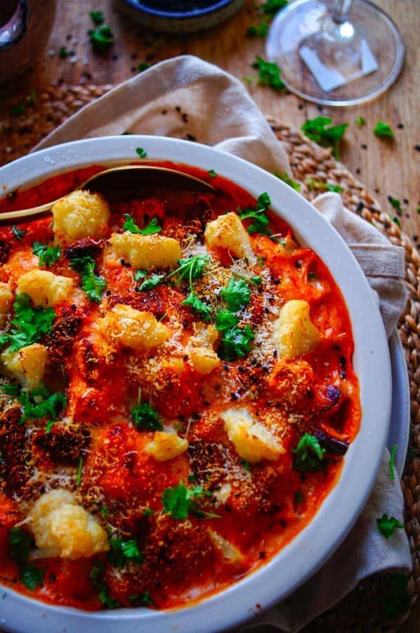 Ovenschotel met bloemkool, vis en chorizo
