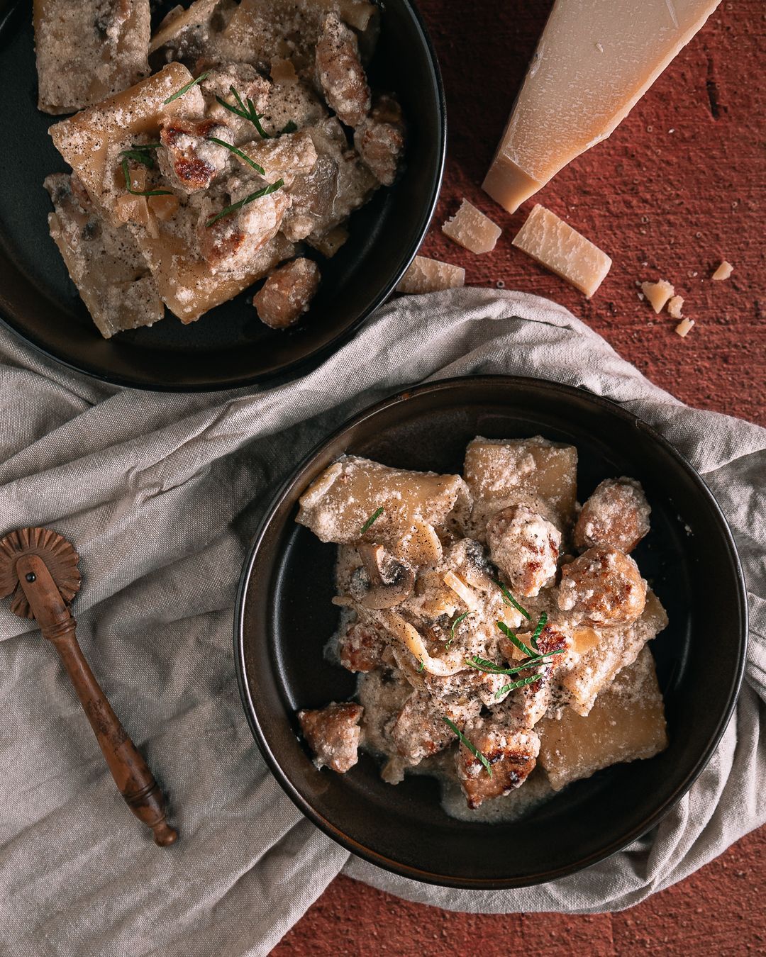 Calamarata met ricotta & salsiccia 💚🤍❤️