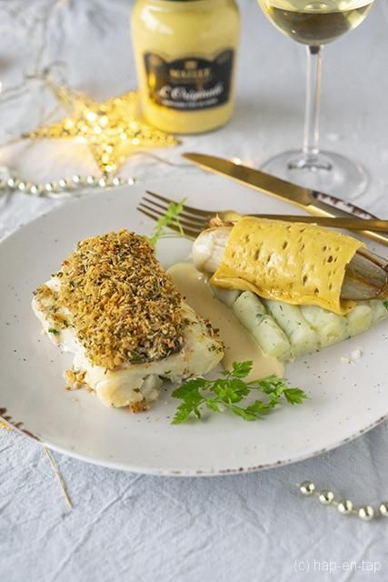 Tournedos van kabeljauw met mosterdkruidenkorstje
