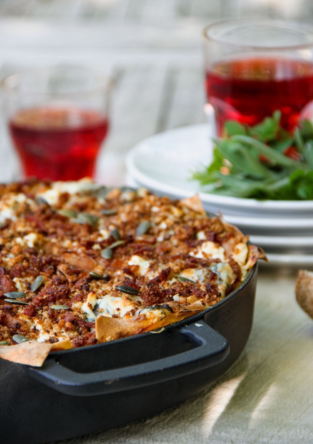 Pompoenlasagne met ricotta en spinazie