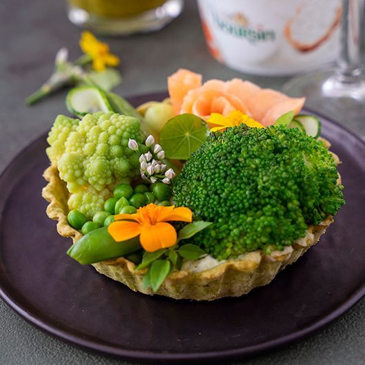 Groene tartelette met Boursin en gerookte zalm