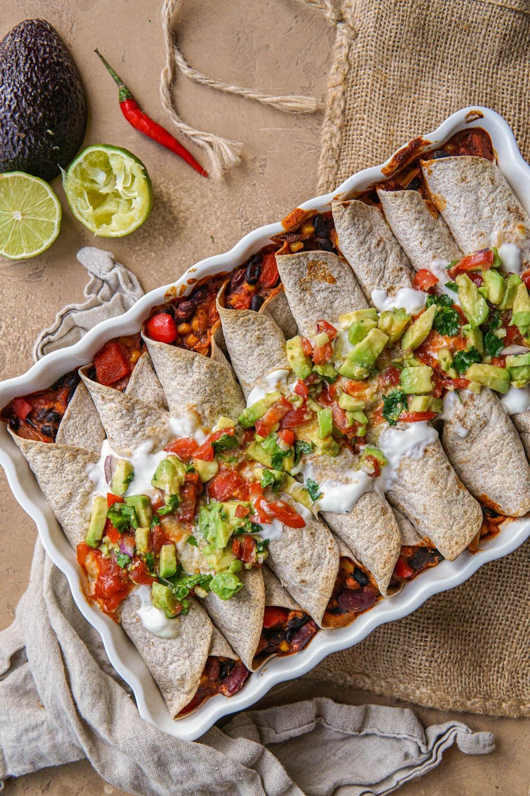 Vegan Tex Mex enchilada’s met gerookte tofu