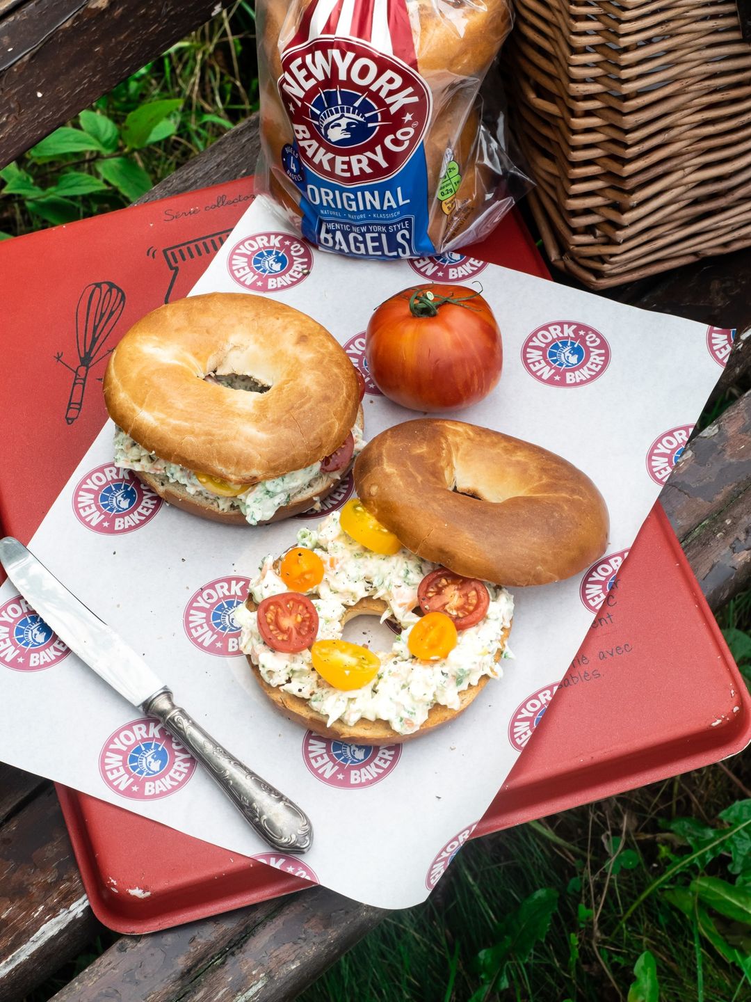 Scampisalade op een bagel