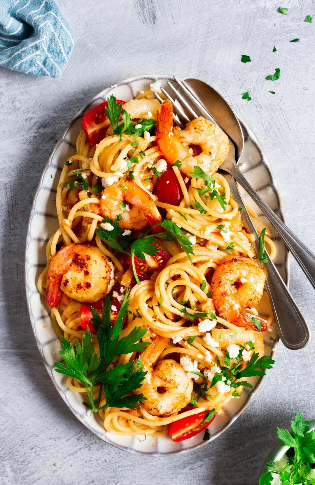 Pasta met scampi en venkel