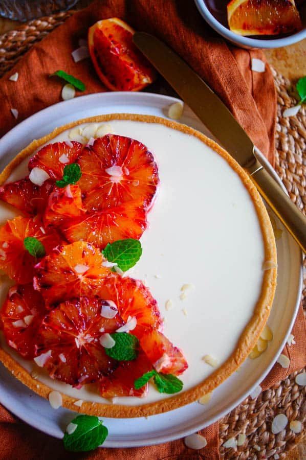 Panna Cotta taart met witte chocolade en sinaasappel